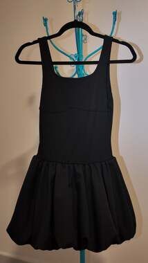 SHEIN Black Ribbed Sleeveless Bubble Hem Mini Dress – Size S / US 4